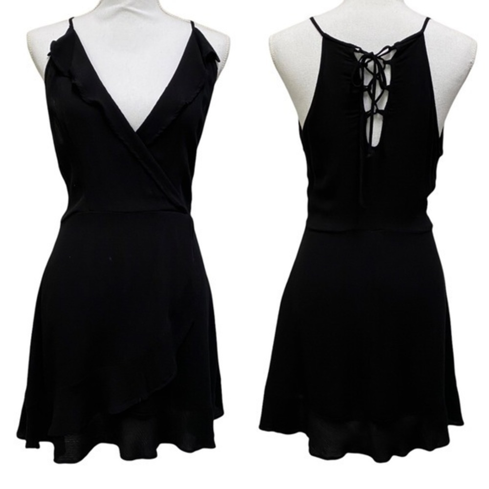 ZARA DENIM Faux Wrap Dress with tie back detail